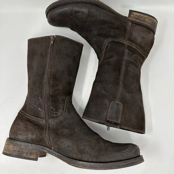 VERO CUOIO Italian Leather Suede Men's Boots, Brown Size 43/9.5-10