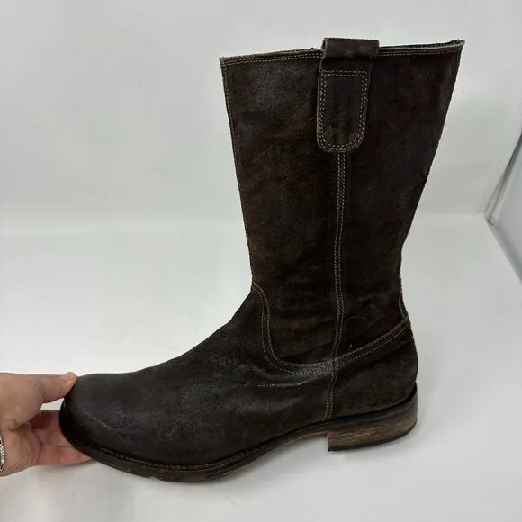 VERO CUOIO Italian Leather Suede Men's Boots, Brown Size 43/9.5-10