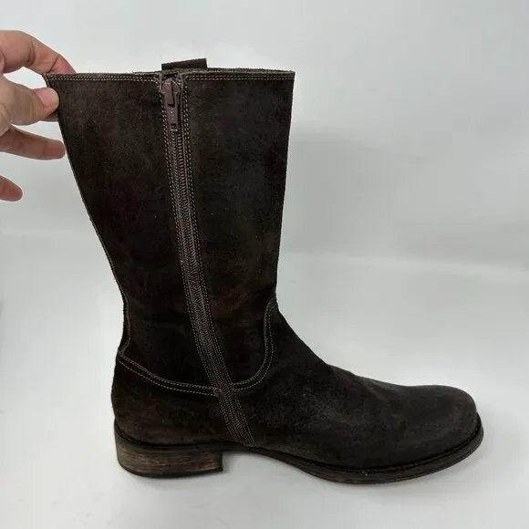 VERO CUOIO Italian Leather Suede Men's Boots, Brown Size 43/9.5-10