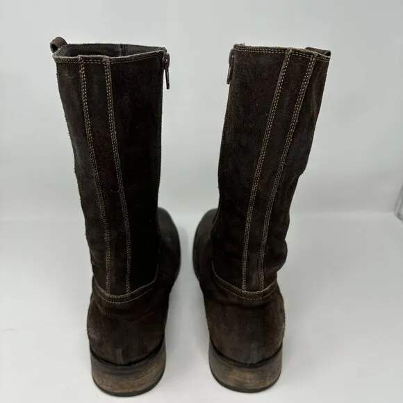 VERO CUOIO Italian Leather Suede Men's Boots, Brown Size 43/9.5-10