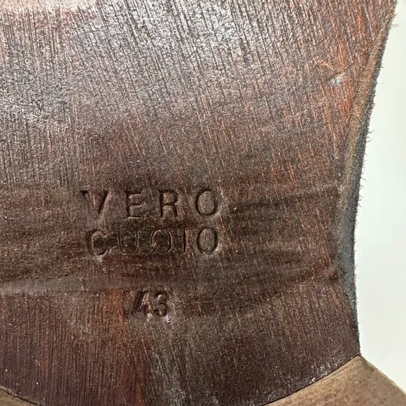 VERO CUOIO Italian Leather Suede Men's Boots, Brown Size 43/9.5-10