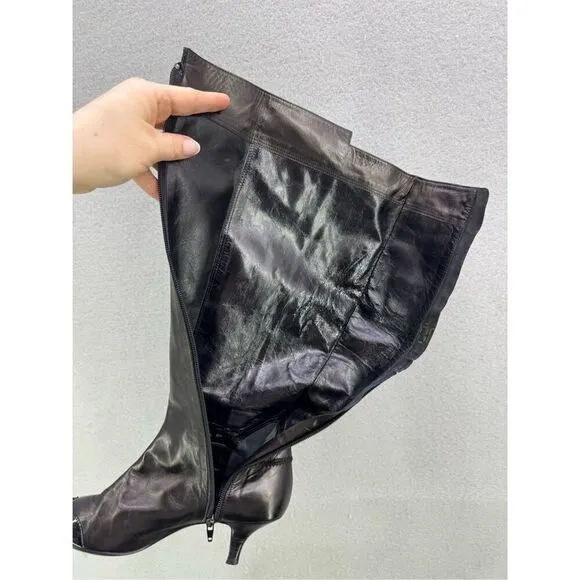 Veronique Branquinho Womens Black Pointed Toe Knee High Ankle Boots Size 40