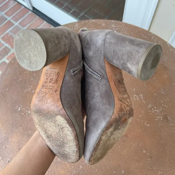 vince brown suede heeled boots sz 6