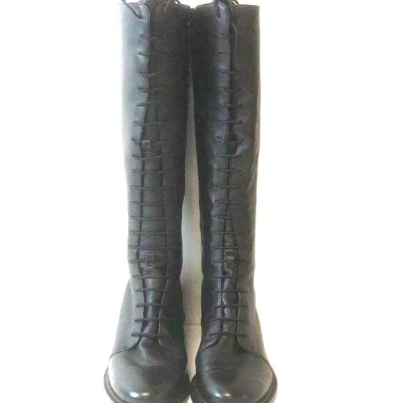 Vince Cabria Knee High Boots Front Lace-up Leather Boots - Size 8