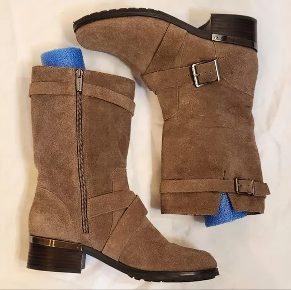 Vince Camato Walleya Moto suede boots size 8 Taupe‎