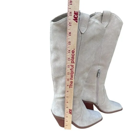 Vince Camuto Afelia Boots Women's Size 6M Tan Suede Leather Knee High Block Heel