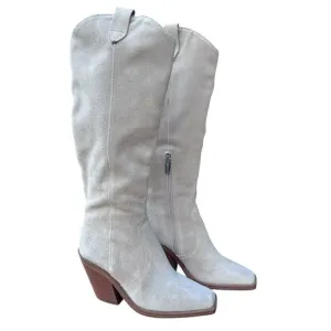 Vince Camuto Afelia Boots Women's Size 6M Tan Suede Leather Knee High Block Heel