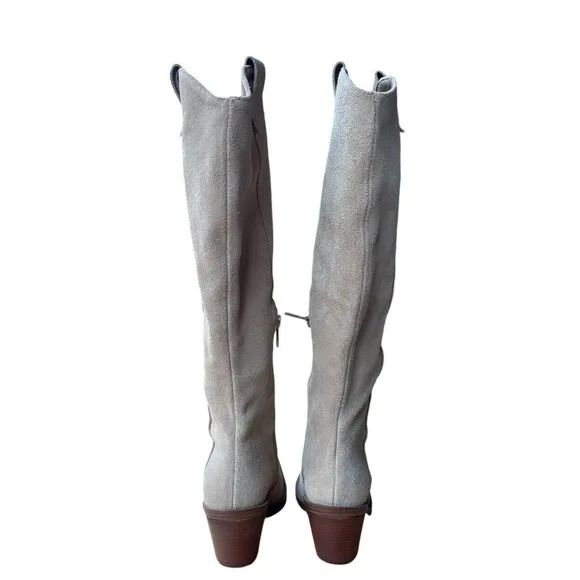 Vince Camuto Afelia Boots Women's Size 6M Tan Suede Leather Knee High Block Heel