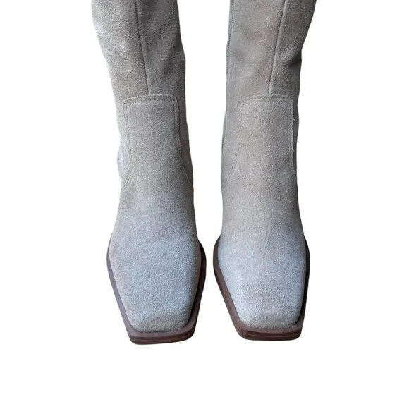 Vince Camuto Afelia Boots Women's Size 6M Tan Suede Leather Knee High Block Heel