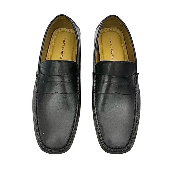 Vince Camuto Black Leather Driving Moc Pre-Owned EUC Size 14 Medium