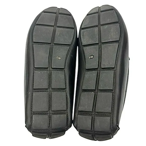 Vince Camuto Black Leather Driving Moc Pre-Owned EUC Size 14 Medium
