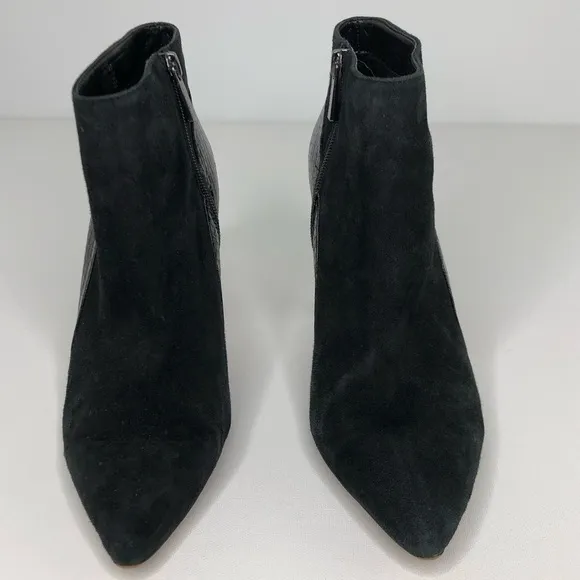 VINCE CAMUTO BLACK SUEDE SNAKESKIN ANKLE BOOTS