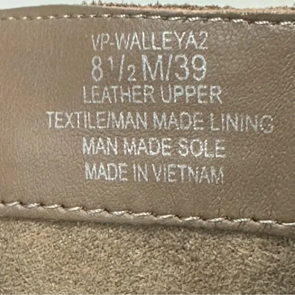 VINCE CAMUTO Walleya2 Mid Calf Boots Size 8.5M Suede Tan Leather Side Zi…