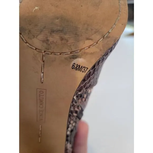 Vince Camuto Women's Taupe Snakeskin Heeled Ankle Boots Size 6.5