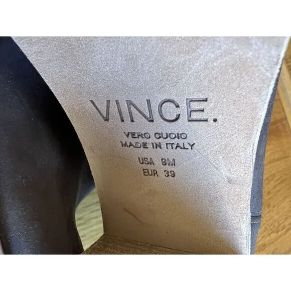 Vince Easton nubuck leather ankle boots Size 9M Brown Stacked Heel‎ Date Night
