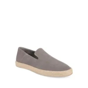 VINCE. Mens Gray Espadrille Notched Emmit Toe Slip On Leather Loafers Shoes 9