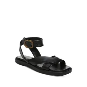 VINCE. Womens Black Twistted Straps Reza Square Toe Leather Sandals Shoes 10 M