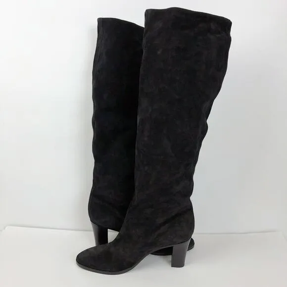 Vince Womens Casper Boots 9 Black Suede Knee High Slouchy