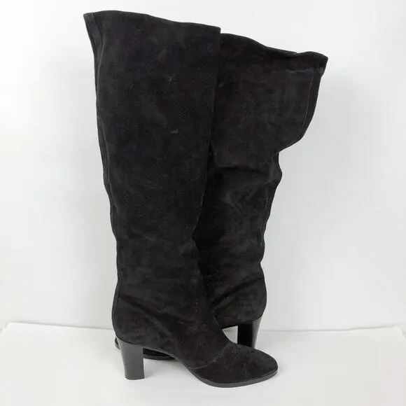 Vince Womens Casper Boots 9 Black Suede Knee High Slouchy