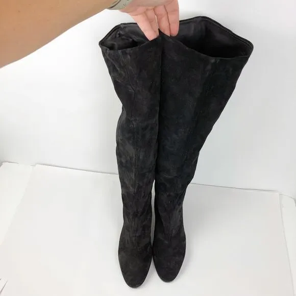 Vince Womens Casper Boots 9 Black Suede Knee High Slouchy