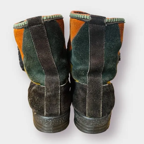 Vintage 70s Suede Patchwork Boots