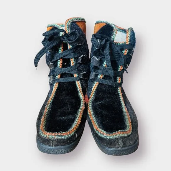 Vintage 70s Suede Patchwork Boots