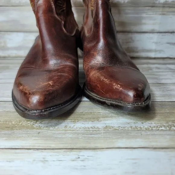 Vintage Code West Leather Women's Floral Cowboy Boots Ankle 7M Made in Mexico