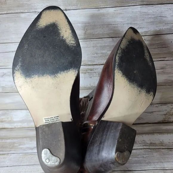 Vintage Code West Leather Women's Floral Cowboy Boots Ankle 7M Made in Mexico