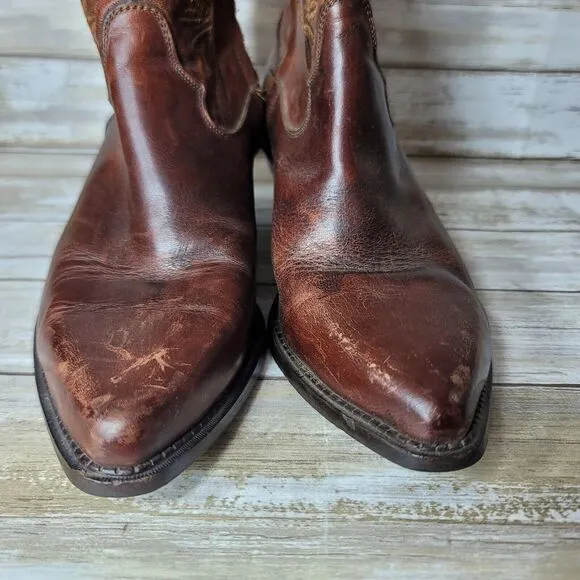 Vintage Code West Leather Women's Floral Cowboy Boots Ankle 7M Made in Mexico