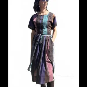 Vintage Fritzi 2 Pc Coordinated Set Plaid Boho Top   Skirt 80s SIZE S