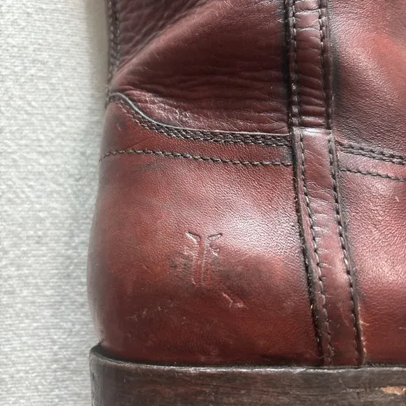 Vintage Frye Leather Boots Tall Chestnut Mahogany Knee High Leather Sz8.5