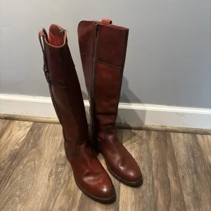 Vintage Frye Leather Boots Tall Chestnut Mahogany Knee High Leather Sz8.5