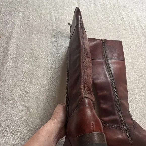 Vintage Frye Leather Boots Tall Chestnut Mahogany Knee High Leather Sz8.5