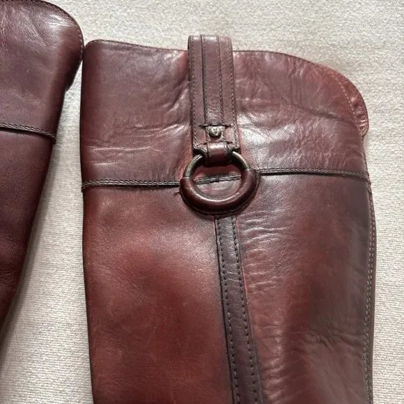 Vintage Frye Leather Boots Tall Chestnut Mahogany Knee High Leather Sz8.5