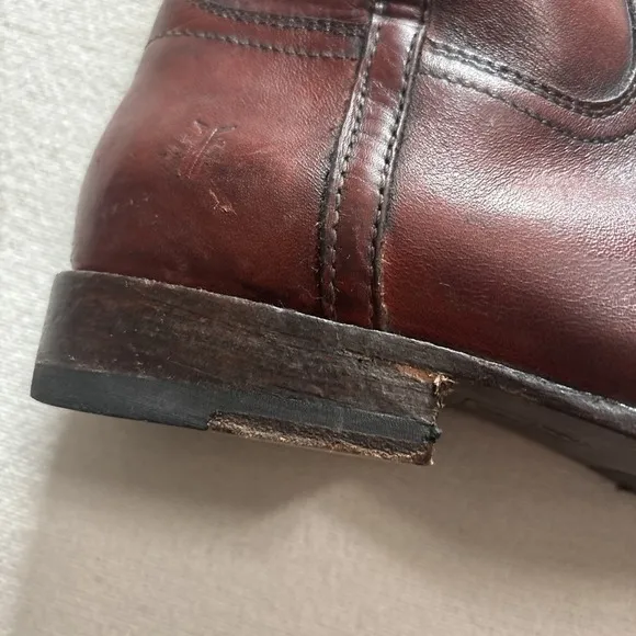 Vintage Frye Leather Boots Tall Chestnut Mahogany Knee High Leather Sz8.5