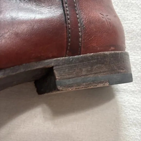 Vintage Frye Leather Boots Tall Chestnut Mahogany Knee High Leather Sz8.5