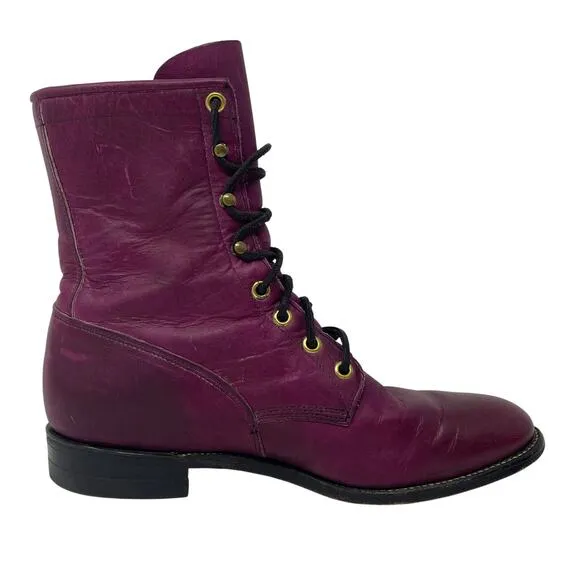 VINTAGE Justin Roper Style L0576 Boots in Dark Fuschia SIze 8.5
