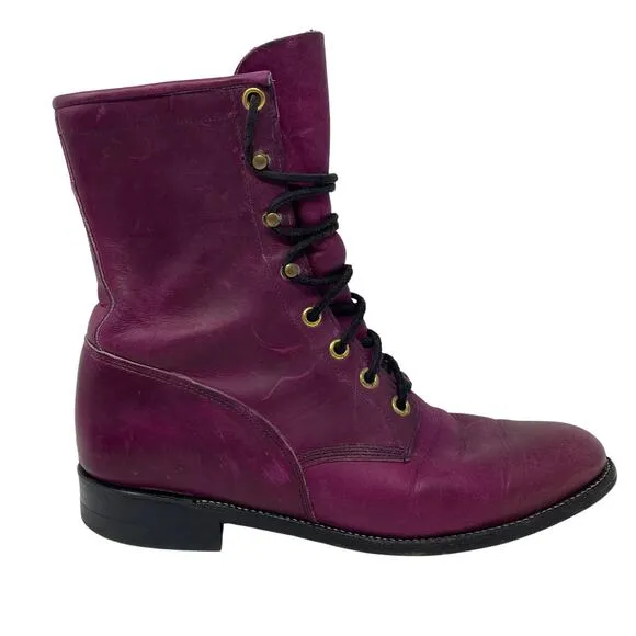 VINTAGE Justin Roper Style L0576 Boots in Dark Fuschia SIze 8.5