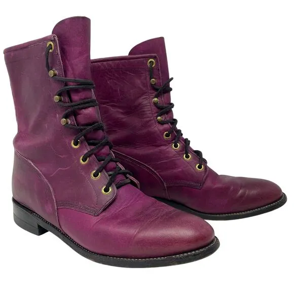 VINTAGE Justin Roper Style L0576 Boots in Dark Fuschia SIze 8.5