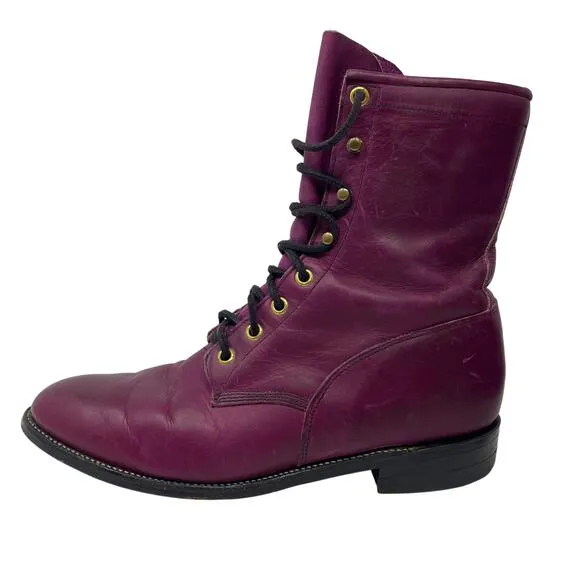 VINTAGE Justin Roper Style L0576 Boots in Dark Fuschia SIze 8.5