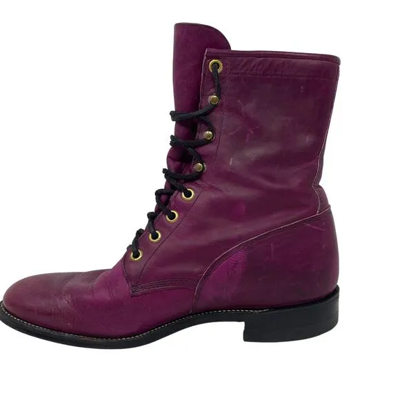 VINTAGE Justin Roper Style L0576 Boots in Dark Fuschia SIze 8.5