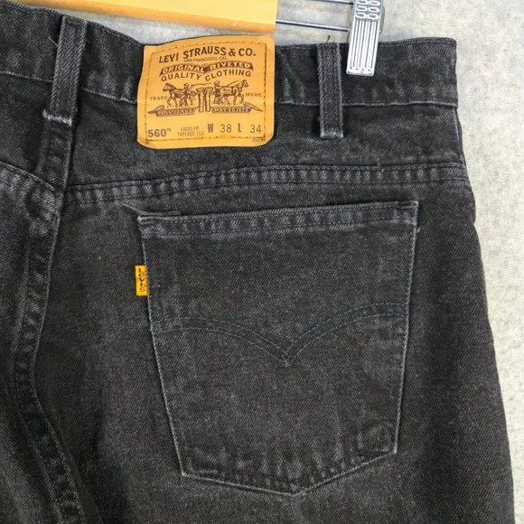 Vintage Levi's Orange Tab 560 Jeans Loose Fit Leg Black 38x34 (Fits 36x34)