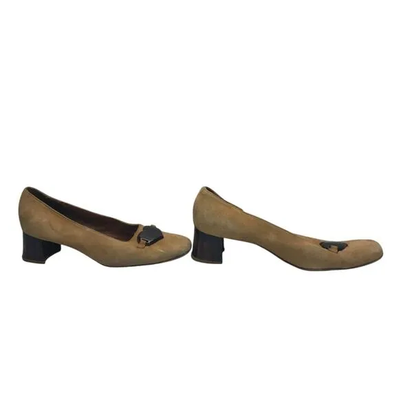 Vintage Moschino Tan Suede Heels with Heart Detail Size 39 - Ultra Rare