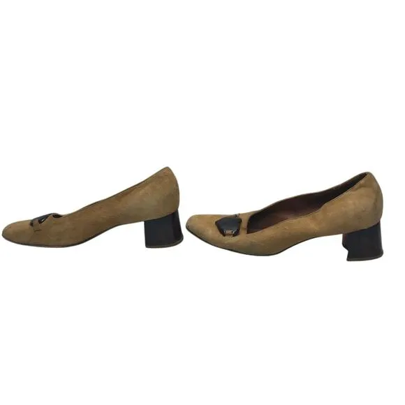 Vintage Moschino Tan Suede Heels with Heart Detail Size 39 - Ultra Rare