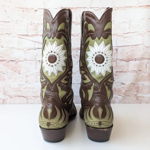 Vintage Old Gringo Leather Cowboy Boots Sunflower Women's