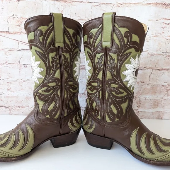 Vintage Old Gringo Leather Cowboy Boots Sunflower Women's