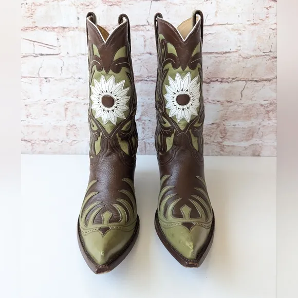 Vintage Old Gringo Leather Cowboy Boots Sunflower Women's