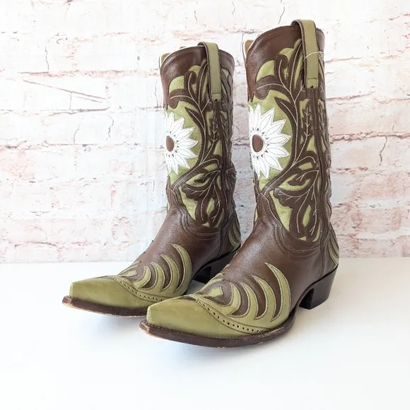 Vintage Old Gringo Leather Cowboy Boots Sunflower Women's