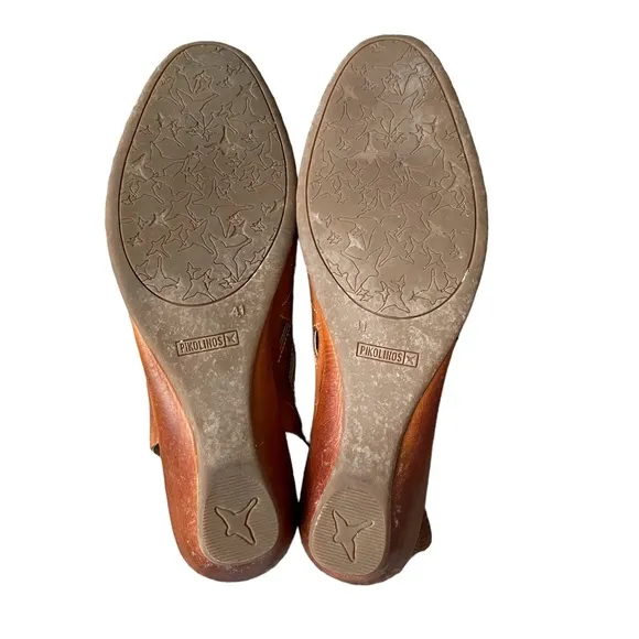 Vintage Pikolinois Leather Slingback Heeled Sandals Shoes (size 41)