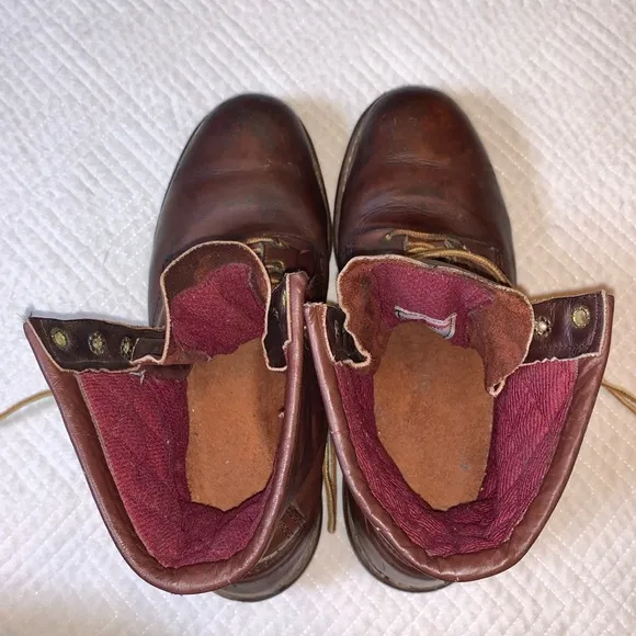 Vintage Red Wing Logger Boots, Vibram Sole Made in USA, Brown Leather, Size 10.5